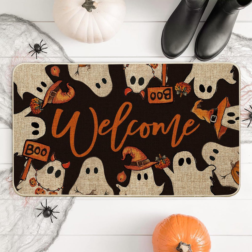 BOOHIT Halloween Door Mat 31x19 Inch Indoor Outdoor Entrance Floor Home Decoration (Pumpkin Head Spooky)