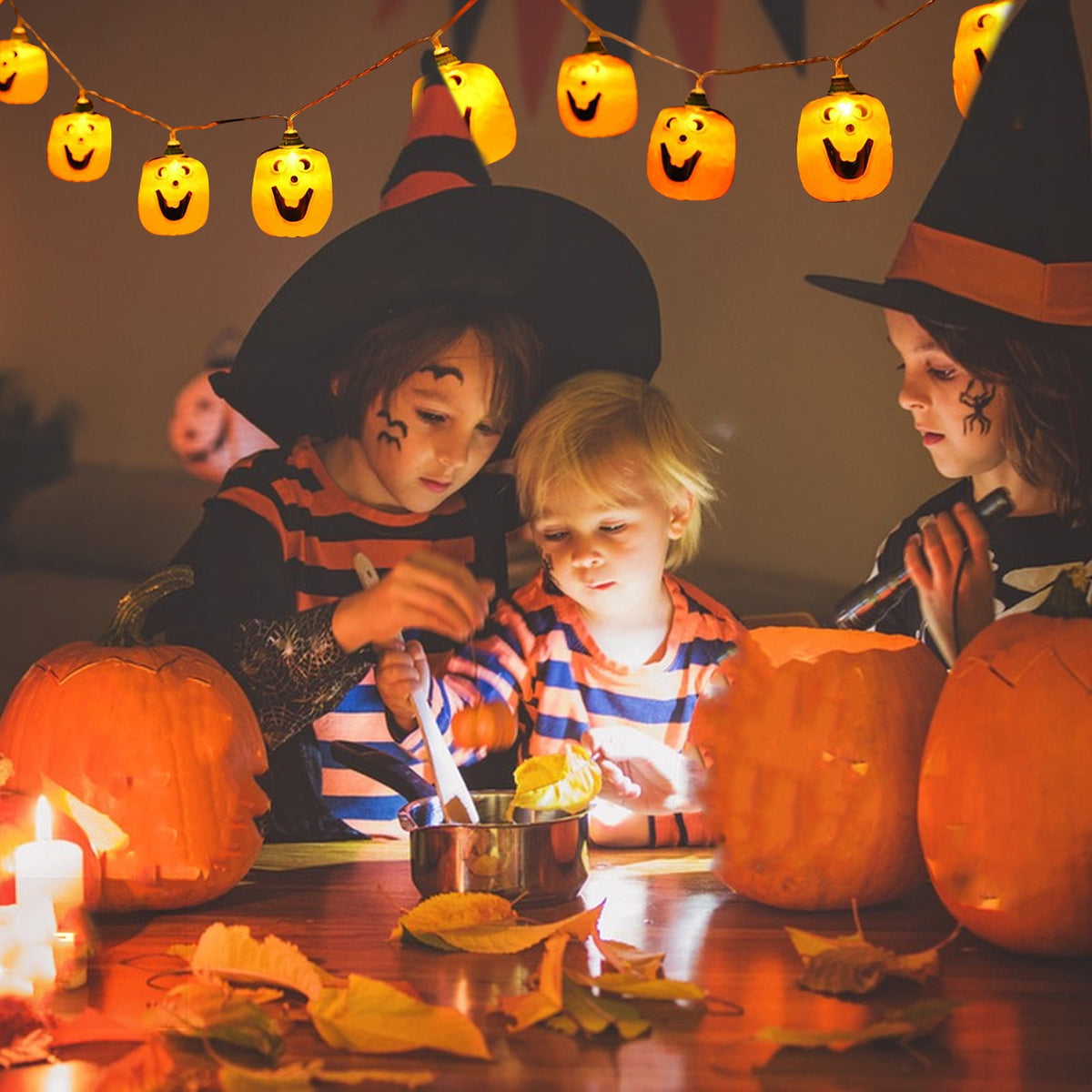 Darzheoy Halloween Pumpkin String Lights, LED Pumpkin Lights, 10 LED 5 FT Battery Operated String Lights, Halloween String Lights for Outdoor Indoor Halloween Party Decorations