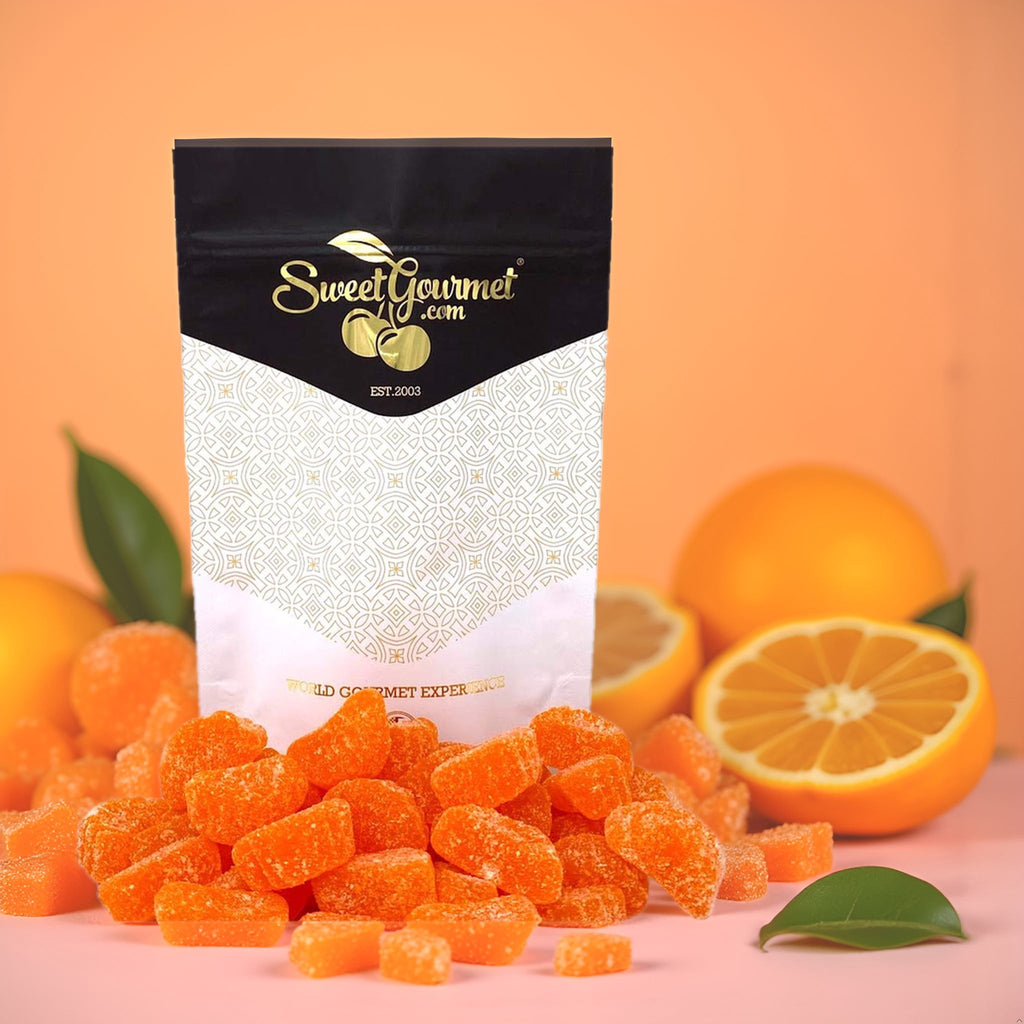 SweetGourmet Orange Fruit Slices, Sugar Coated Jelly Candy, 1-Pound Bulk Bag, Naturally Flavored, Gluten-Free