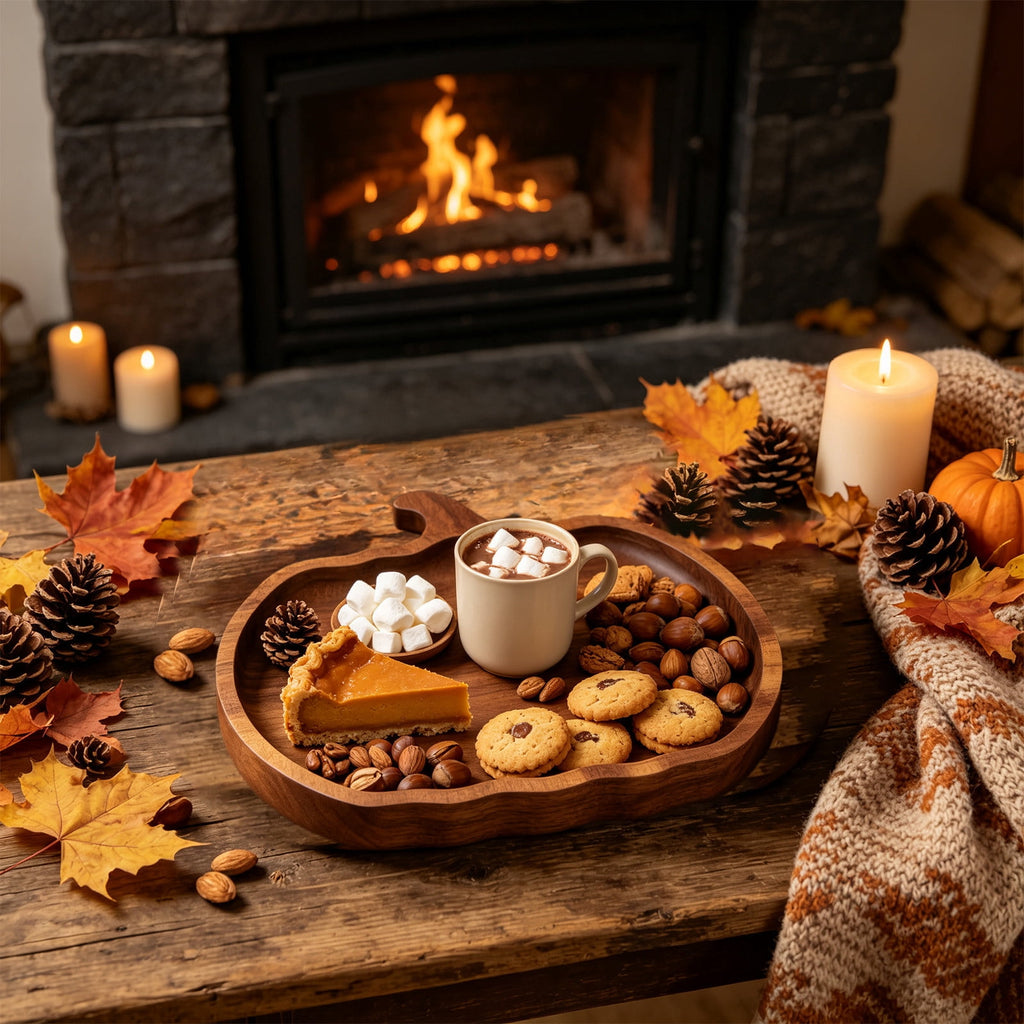 geerera Pumpkin Shaped Wooden Serving Board, Cheese & Charcuterie Platter for Fall, Thanksgiving & Halloween Parties