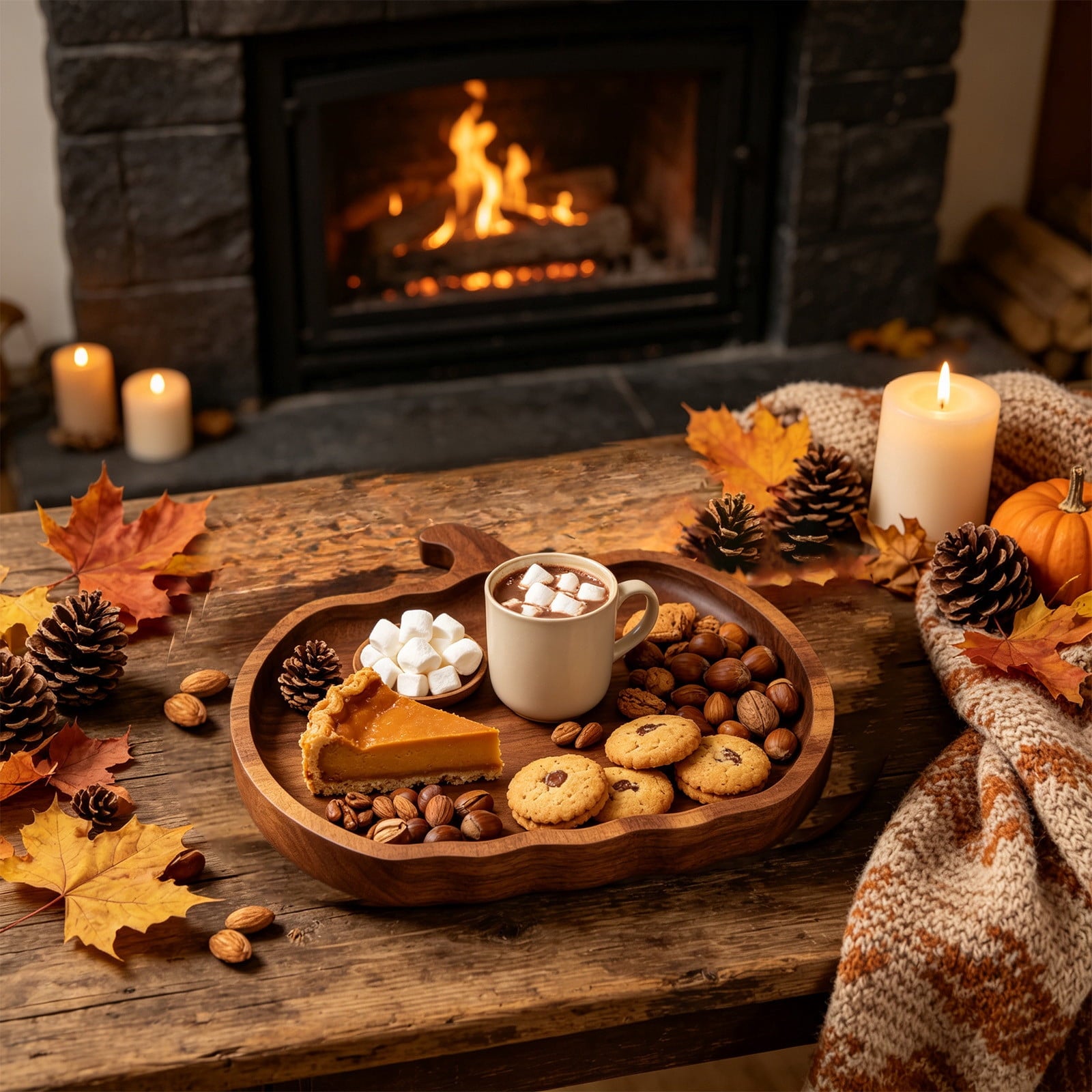 geerera Pumpkin Shaped Wooden Serving Board, Cheese & Charcuterie Platter for Fall, Thanksgiving & Halloween Parties