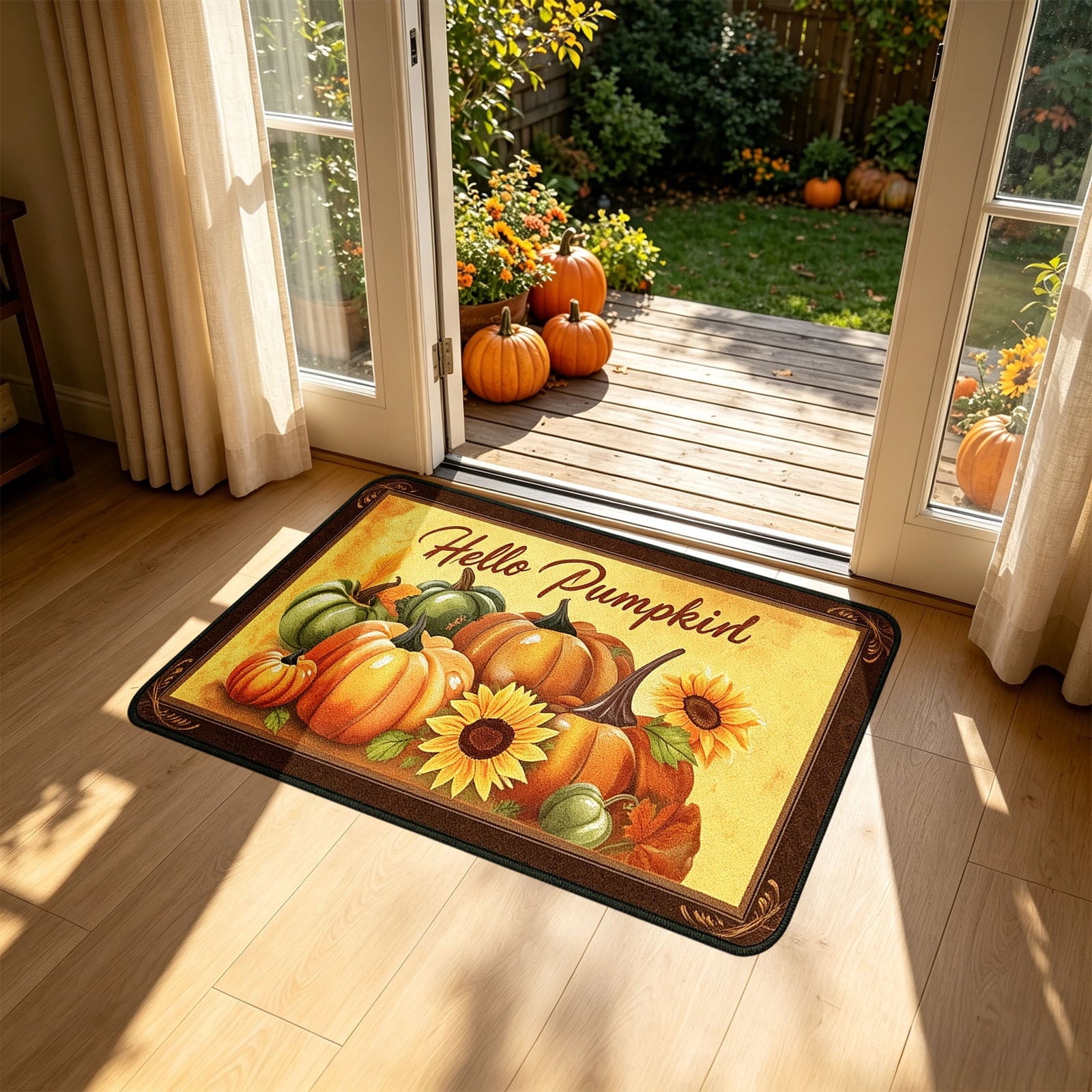 Autumn Door Mat for Entryway, 16x24 Inch, Fall-Themed Floor Doormat for Home Decor, Non-Slip Rug Mat for Living Room, Kitchen, Bedroom, Gifts for Fall Lovers (E)