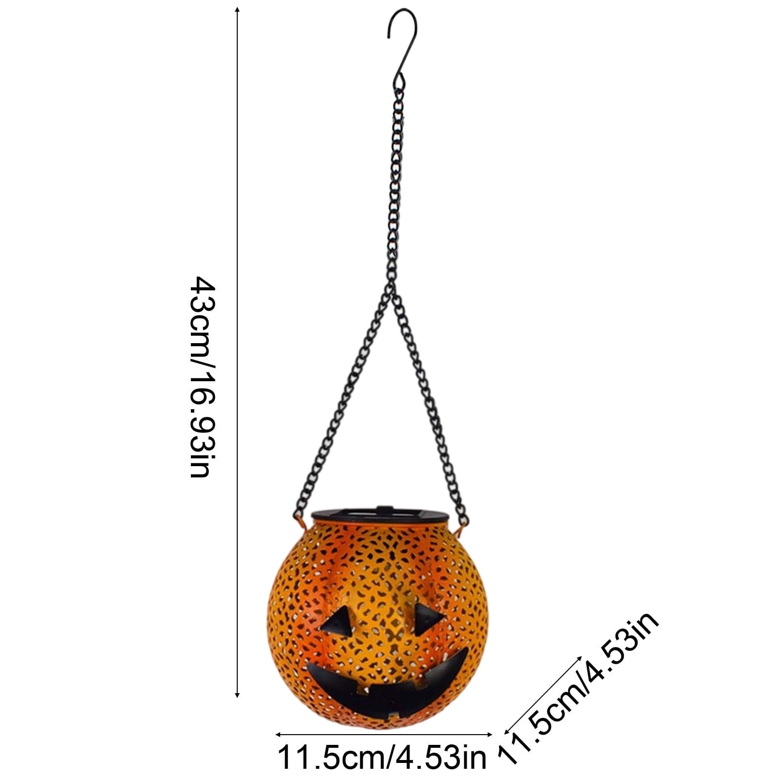 HHBEAUTY Metal Halloween Hanging Solar Lantern Outdoor Pumpkin Lanterns Portable Hanging Lights Decoration for LED Waterproof Solar Lantern Pumpkin for Backyard Garden Porch Tree Decor