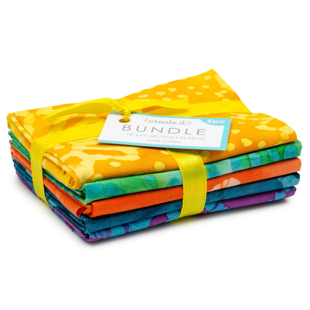Create It 18"x21" Cotton Batik Precut Sewing & Craft Fabric Bundle, Multicolor 5 Piece