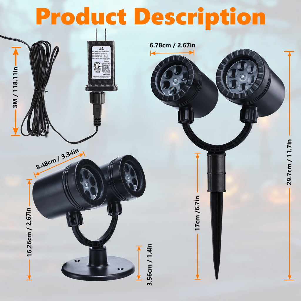Halloween Projector Lights, Double Head Dynamic Halloween Decorations Lights with Timer, Waterproof Indoor Outdoor Decor for Home Party Garden