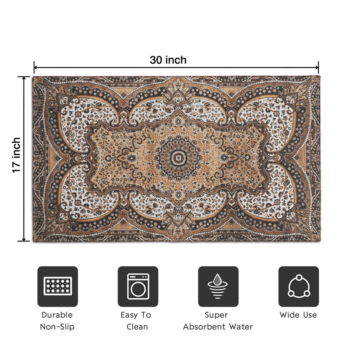 Brown Vintage Tribal Western Non Slip Washable Door Mat Funny Doormat Outdoor Inside Floor Rugs Crystal Velvet 30x17 Inches