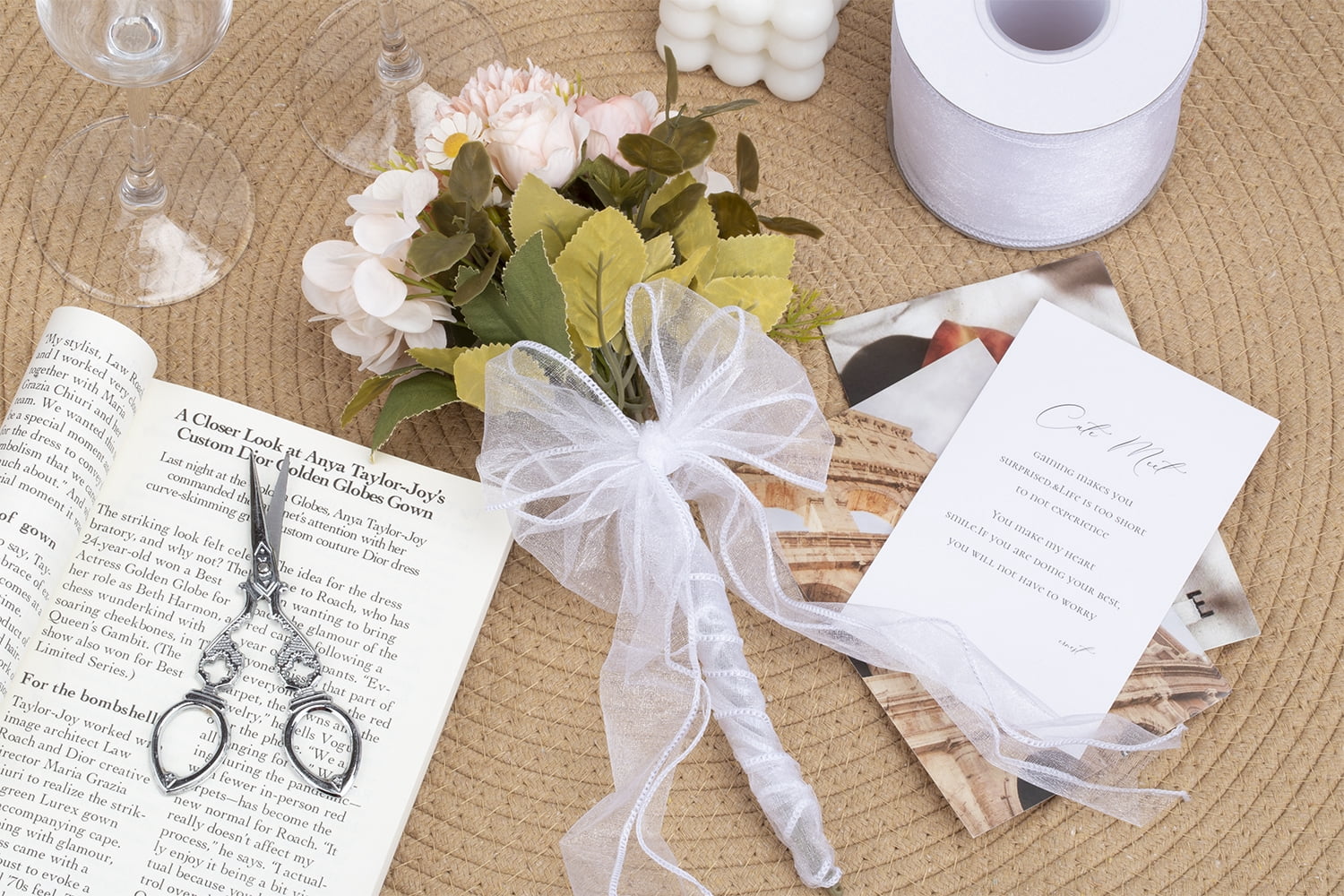 Joycrosso 1.5 Inch White Wired Organza Ribbon - 20 Yards Sheer Decorative Ribbon for Gift Wrapping, Wedding Decor, Christmas Tree, Crafts & DIY Projects