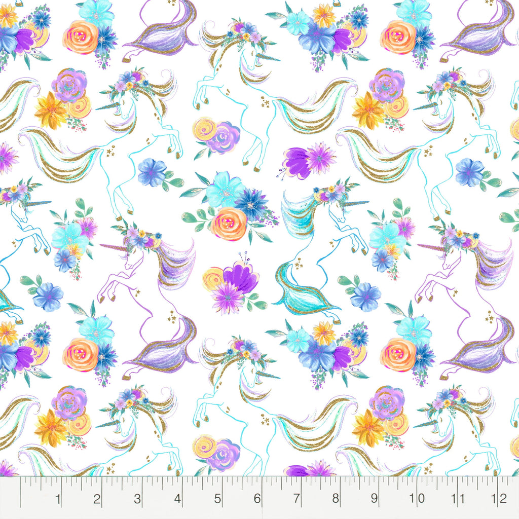 Create It 18"x21" Cotton Unicorn Glitter Precut Sewing & Craft Fabric Bundle, Multicolor 5 Piece