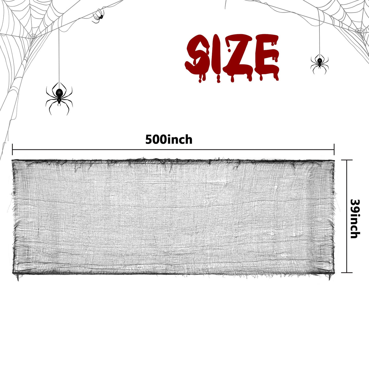 EBaokuup 500 x 39 Inch Black Halloween Creepy Cloth, Gauze Fabric Decoration for Haunted House