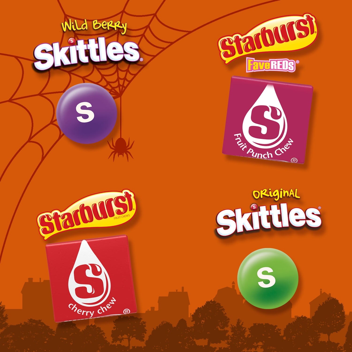 Skittles & Starburst Fun Size Chewy Halloween Candy Variety Pack, 20 Ct Bulk Bag