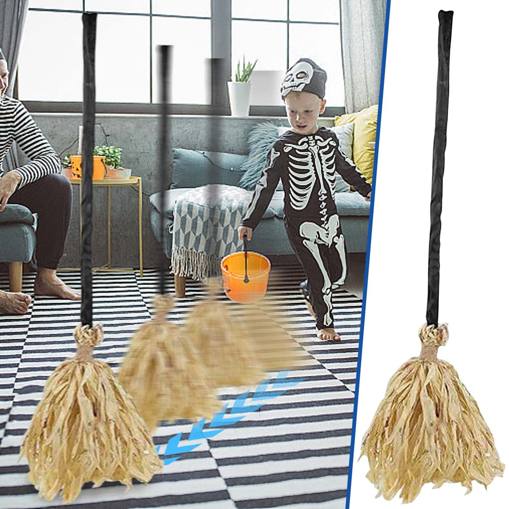 Witches Broom Halloween Decor - 35" Animated Light up Moving Broomstick with Spooky Sounds, Dancing Magic Witch Broom for Indoor & Outdoor Porch Halloween Party Decorations