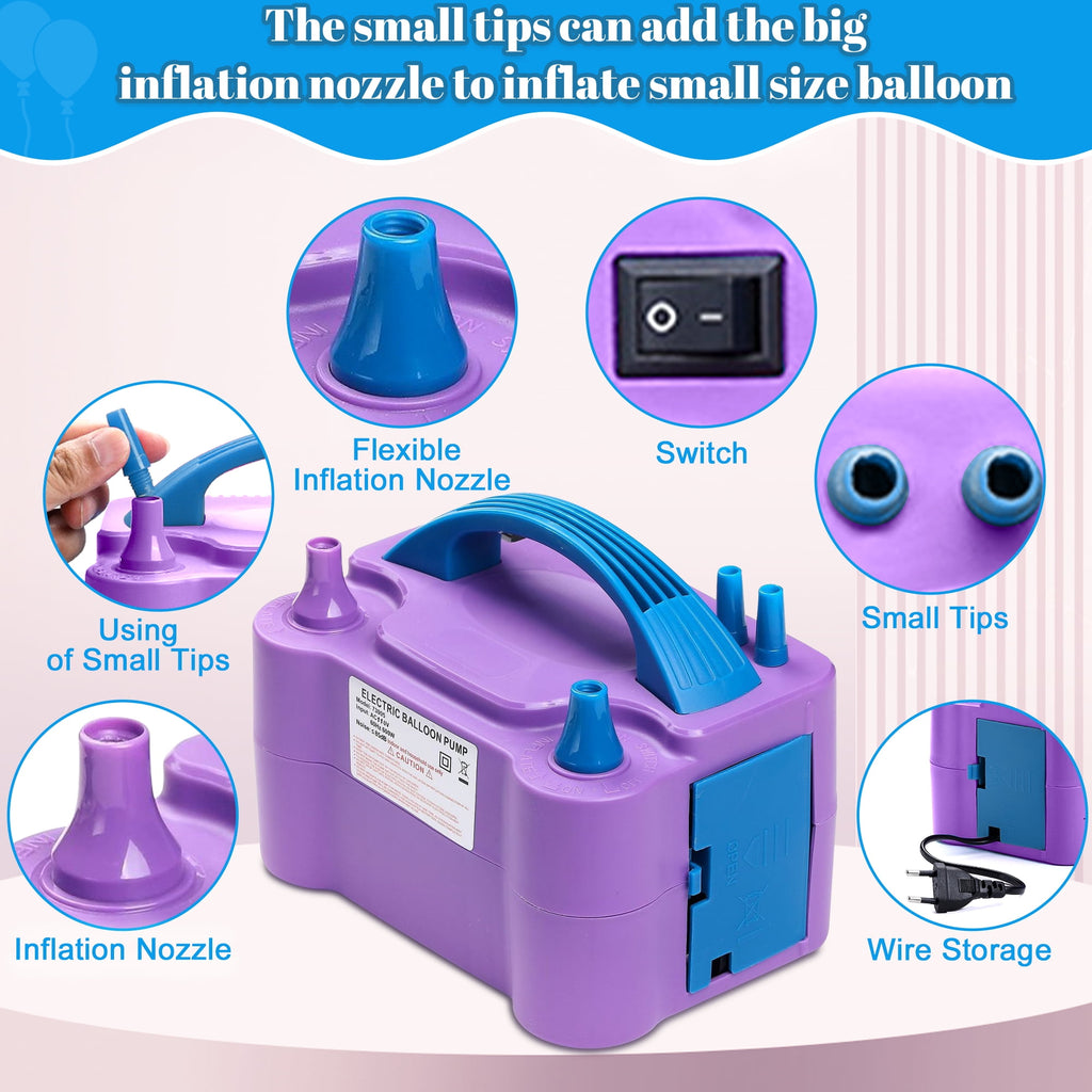 Electric Balloon Pump, Portable Dual Nozzle Blower Air Balloon Pump & Inflator for All Balloons Party Wedding Decoration