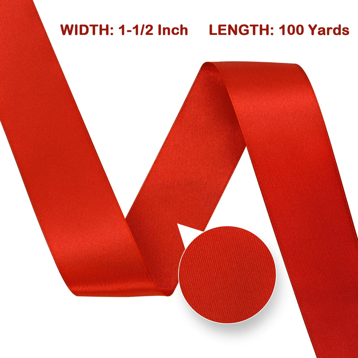 GTYBOVA 1-1/2 Inch X 100 Yards Double Face Satin Ribbon Red Satin Ribbon for Gift Wrapping, Wedding Party Decor, Hair Bows & Invitation Crafts