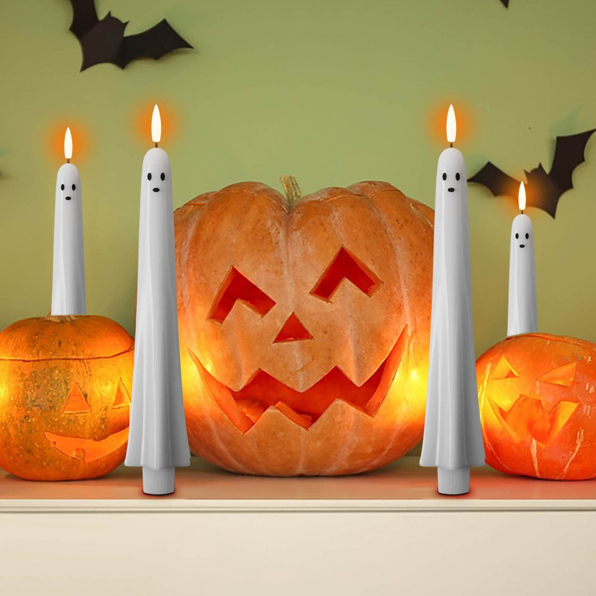 XGFHYJEH Halloween Decorations LED Candle Lights, 3pc Pumpkin Lantern, Halloween Indoor Decor, Halloween Table Decoration Ornament for Home Room Party