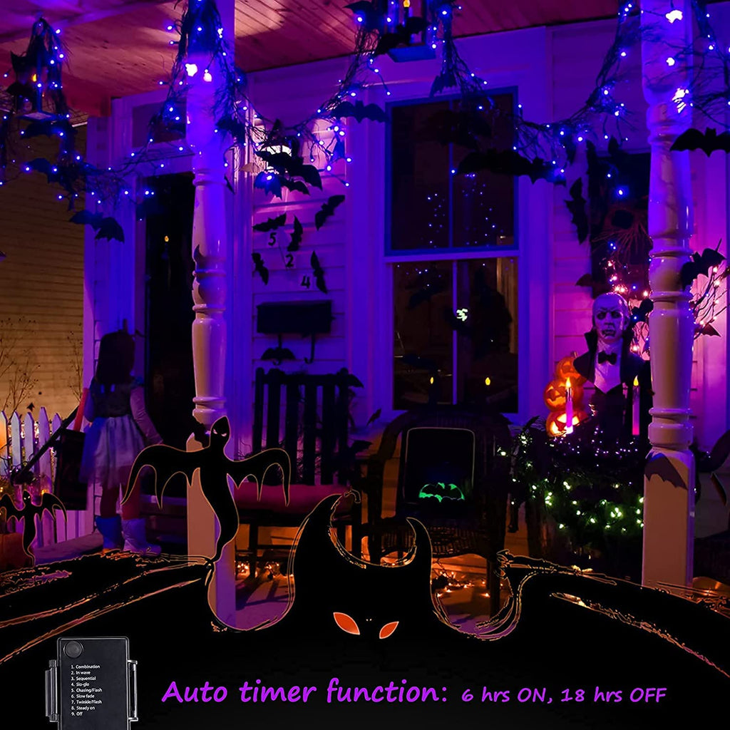Morttic 2 Pack Orange String Lights 16.4Feet 50 LED Battery Operated Waterproof Mini Fairy Lights Show with 8 Modes for Outdoor Indoor Patio Xmas Tree Birthday Party Holiday Christmas Decorations