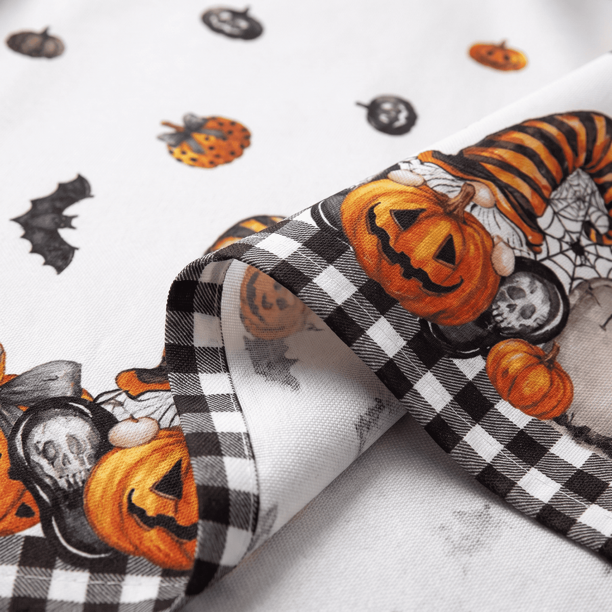 Sm:)e Truck Jack O Lantern Pumpkin Bat Buffalo Plaid Halloween Tablecloth 60 x 84 Inch, Wrinkle-Resistant Table Cover for Dining Decor, Rectangle