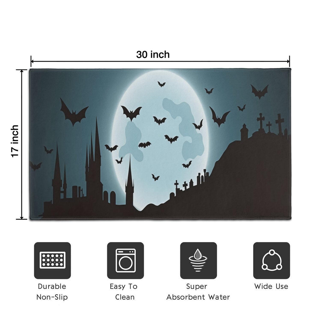 Happy Halloween Door Mat Decorations Spider Bat Doormat Plain the Indoor Door Mat/Outdoor Crystal Velvet 30x17 Inches
