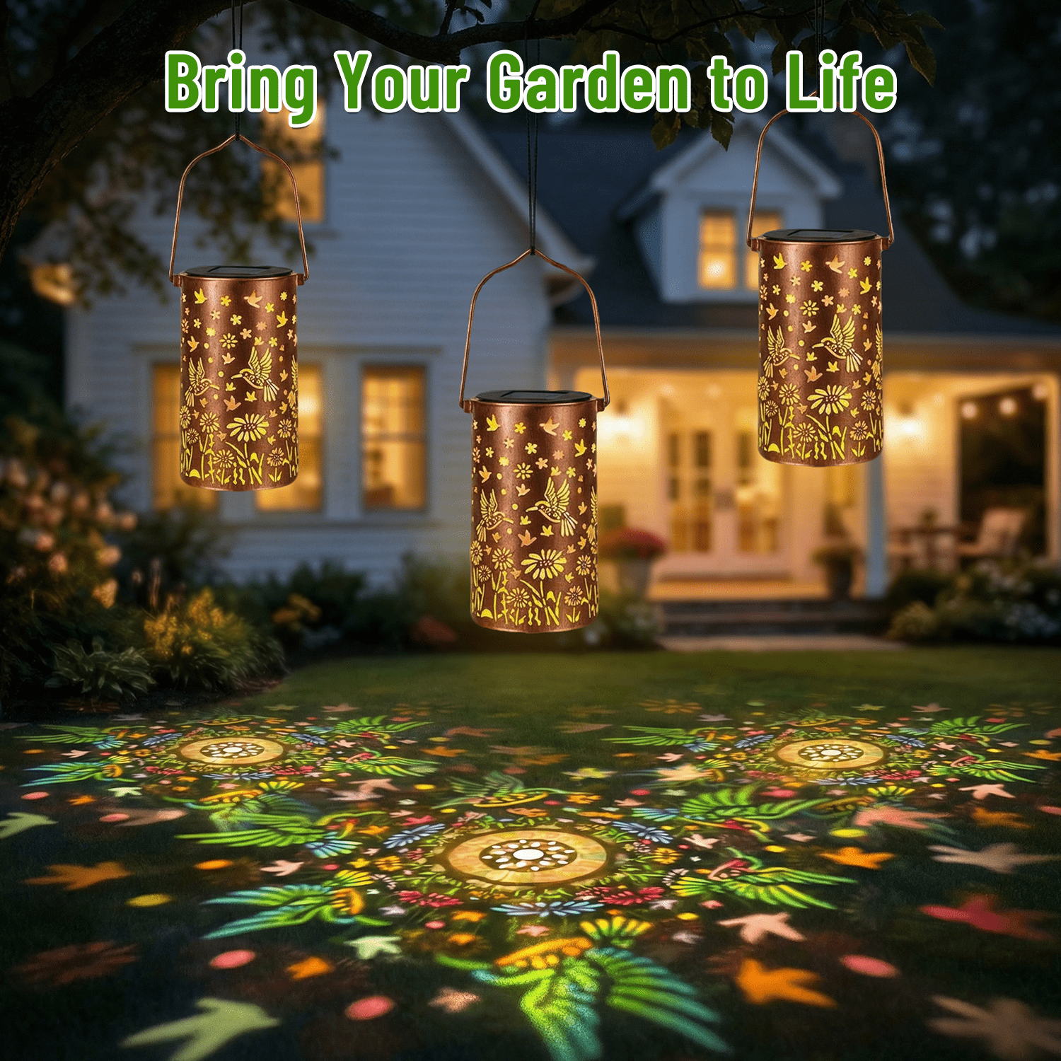 Colorful Solar Lanterns IP65 Outdoor Waterproof, Mother's Day Gifts for Women Mom Grandma - LED Colorful Sunflower Solar Lights Metal Hanging Lantern for Patio Yard Porch