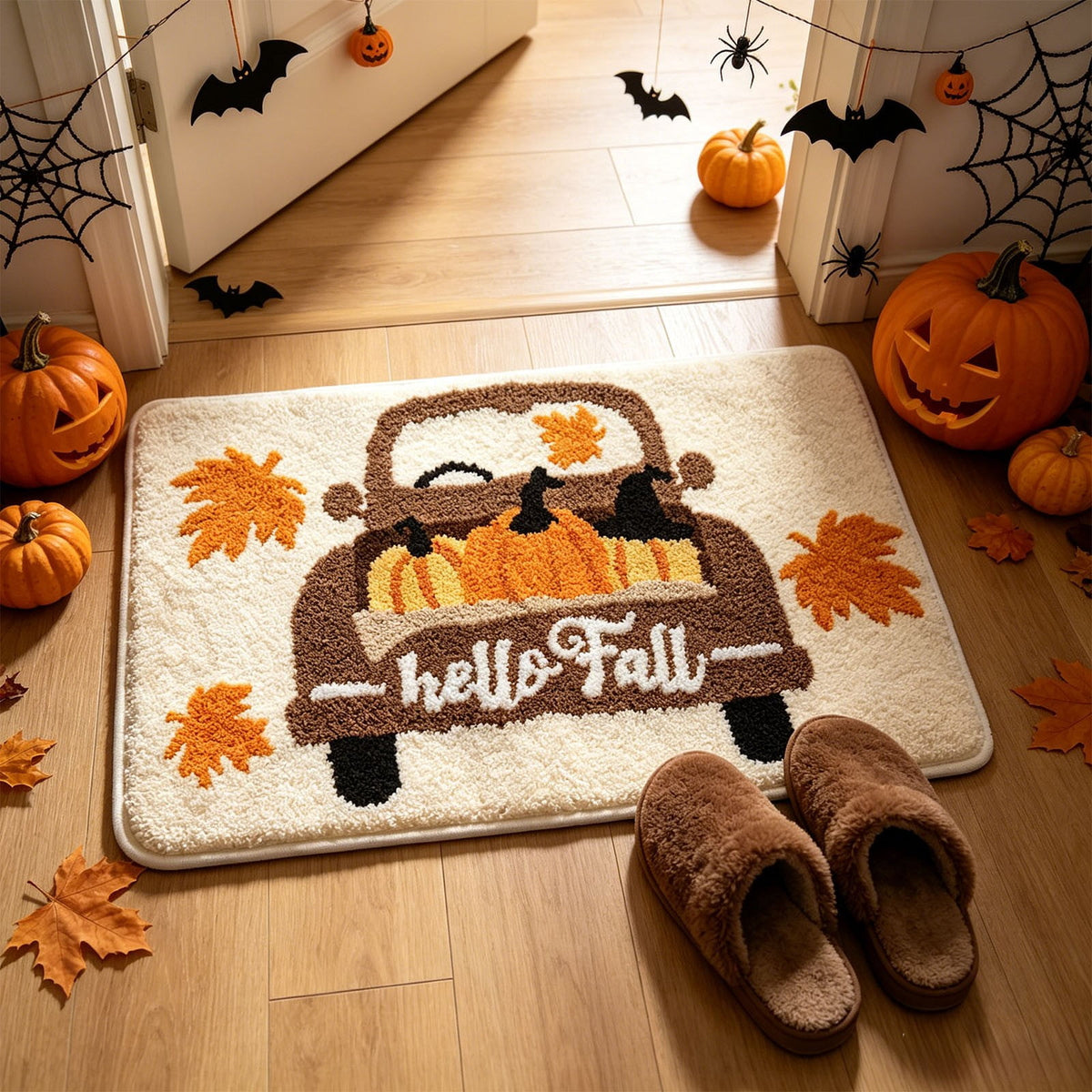Taotanxi Spider Web Bath Mat, Halloween Bathroom Rug 15x23 Inches, Halloween Rugs Bathroom Decor, Black Gothic Bath Mat, Ultra Soft Great Absorbency