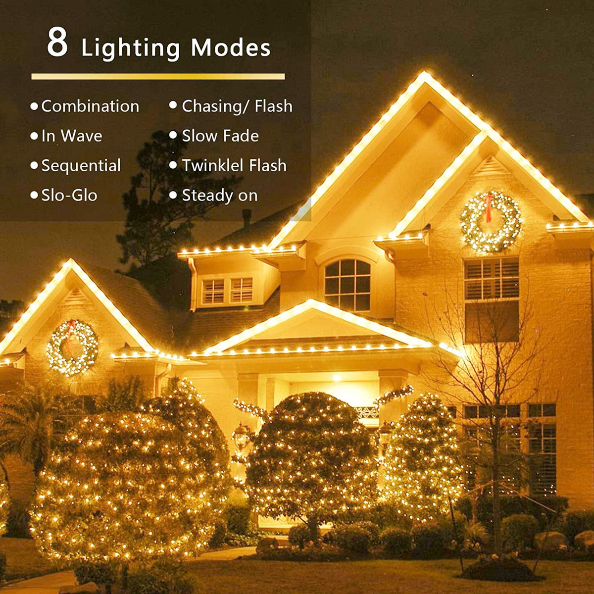 GooingTop Solar String Lights 52.3ft 160 LED Solar Tree Lights Outdoor Waterproof,Camping String Lights Yard Lights Christmas Lights with 8 Modes for Tree Wedding Holiday Party(Warm White)