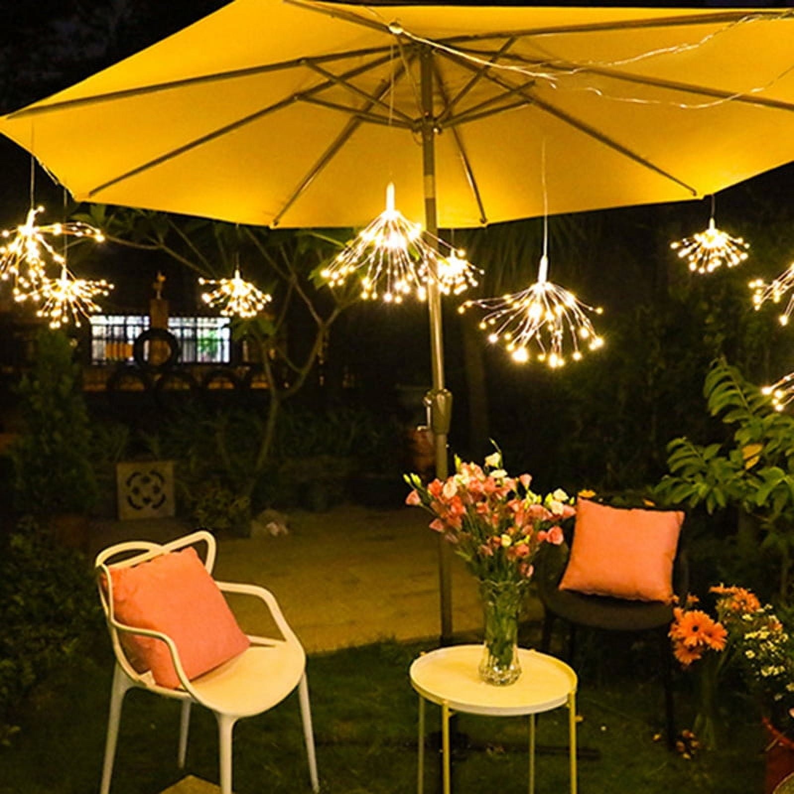 200 LED Fireworks Lights Thanksgiving Christmas Halloween Wedding Decoration Lights Indoor and Outdoor Courtyard Hanging Explosion Light Strings