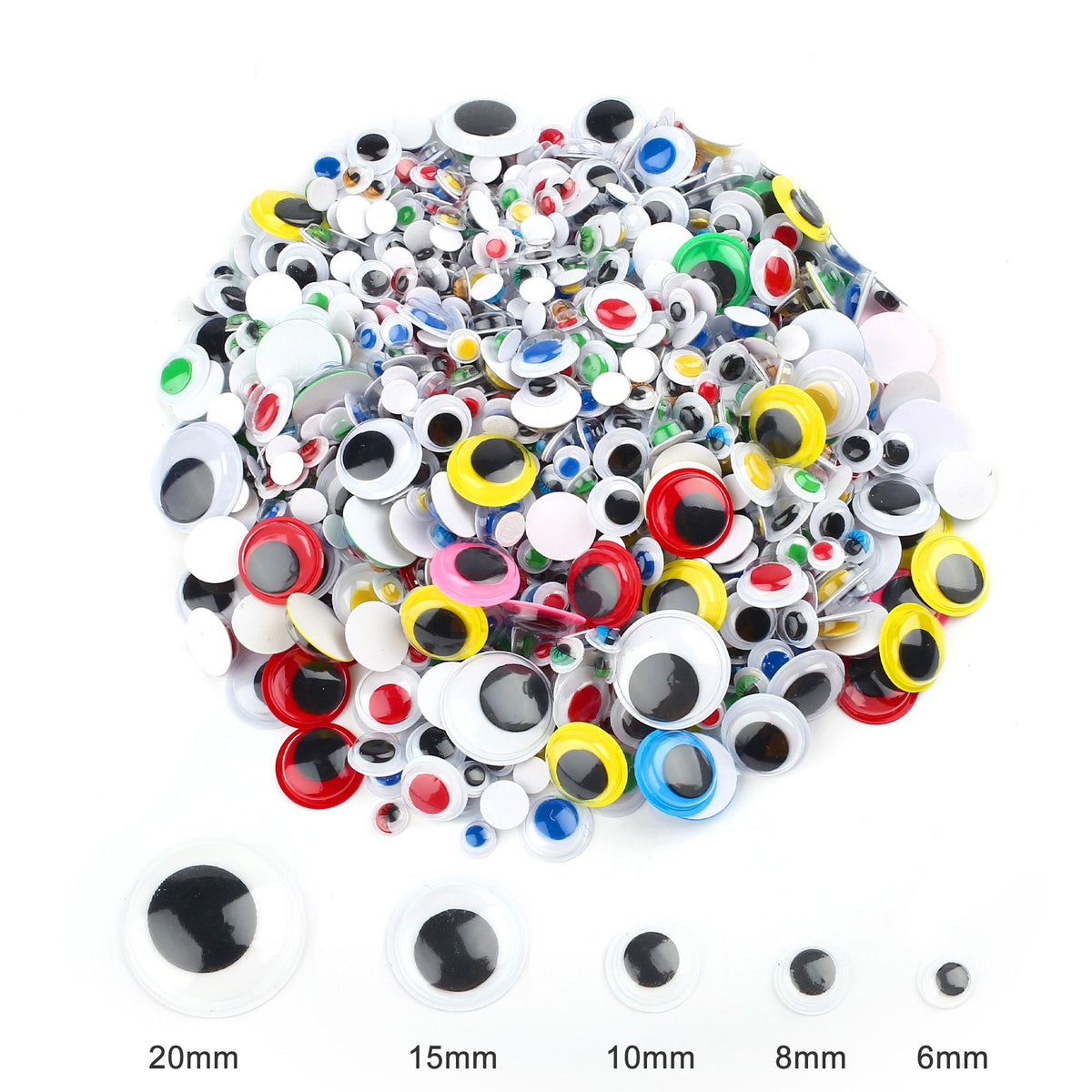 LotFancy 1100Pcs Googly Eyes Self Adhesive for Crafts, Plastic Wiggle Eyes Multi-Color