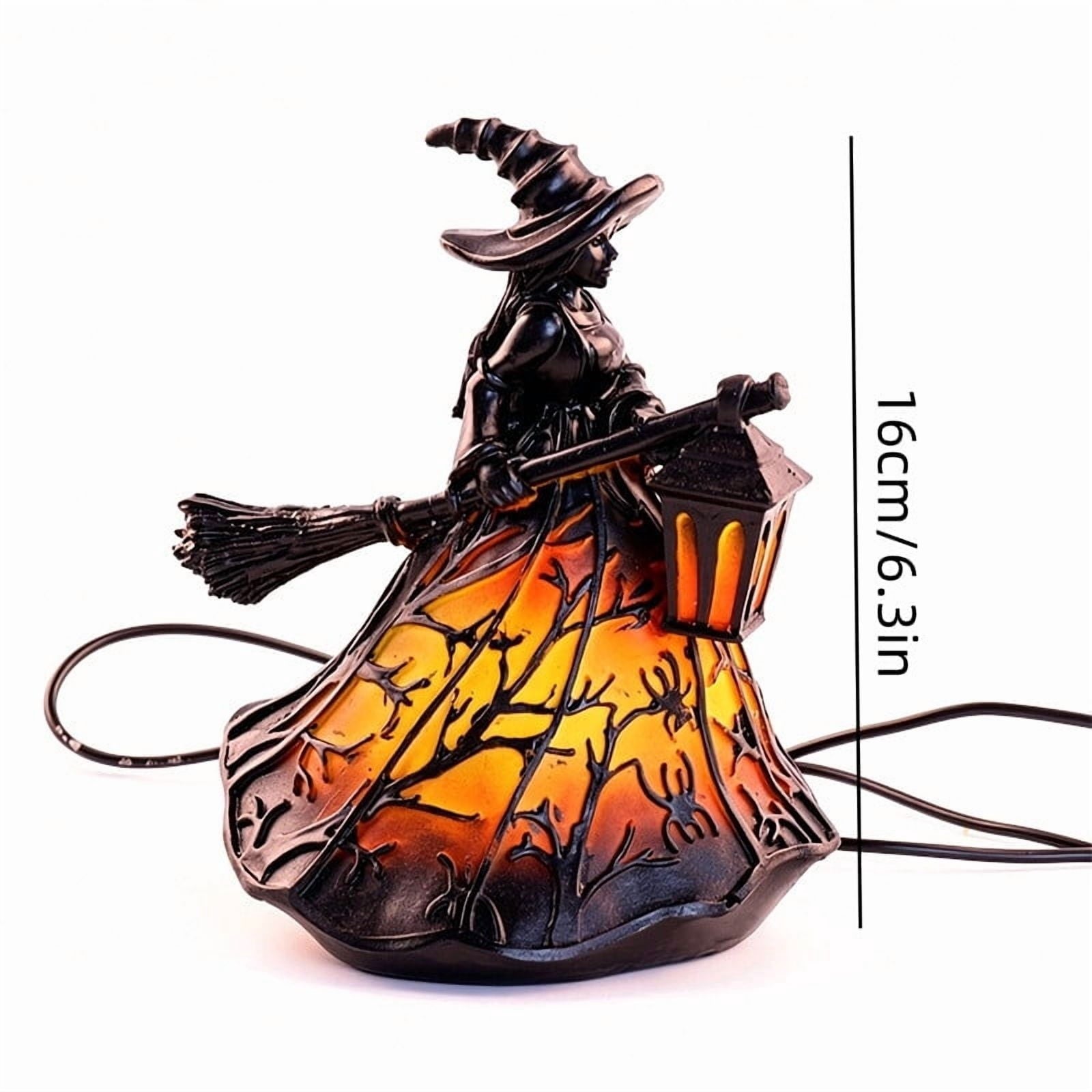 Halloween Witch Lamp,Stained Gothic Witch Hat Led Lamp for Stained Glass Inspired, Spooky Decorative Standing Night Light,Unique Halloween Party Lighting Decorations Door for Indoor
