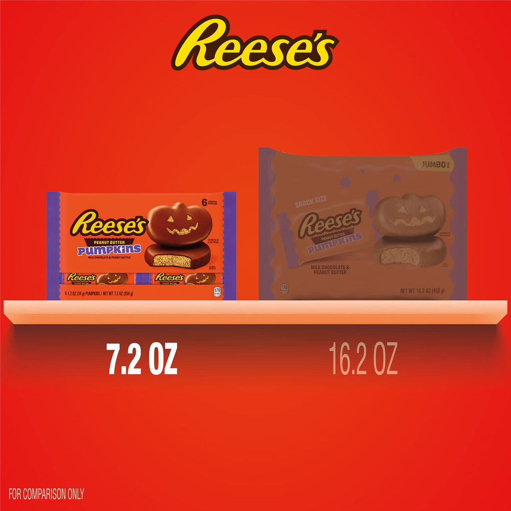 Reese's Milk Chocolate Peanut Butter Pumpkins, Halloween Candy Packs, 1.2 oz (6 Count)