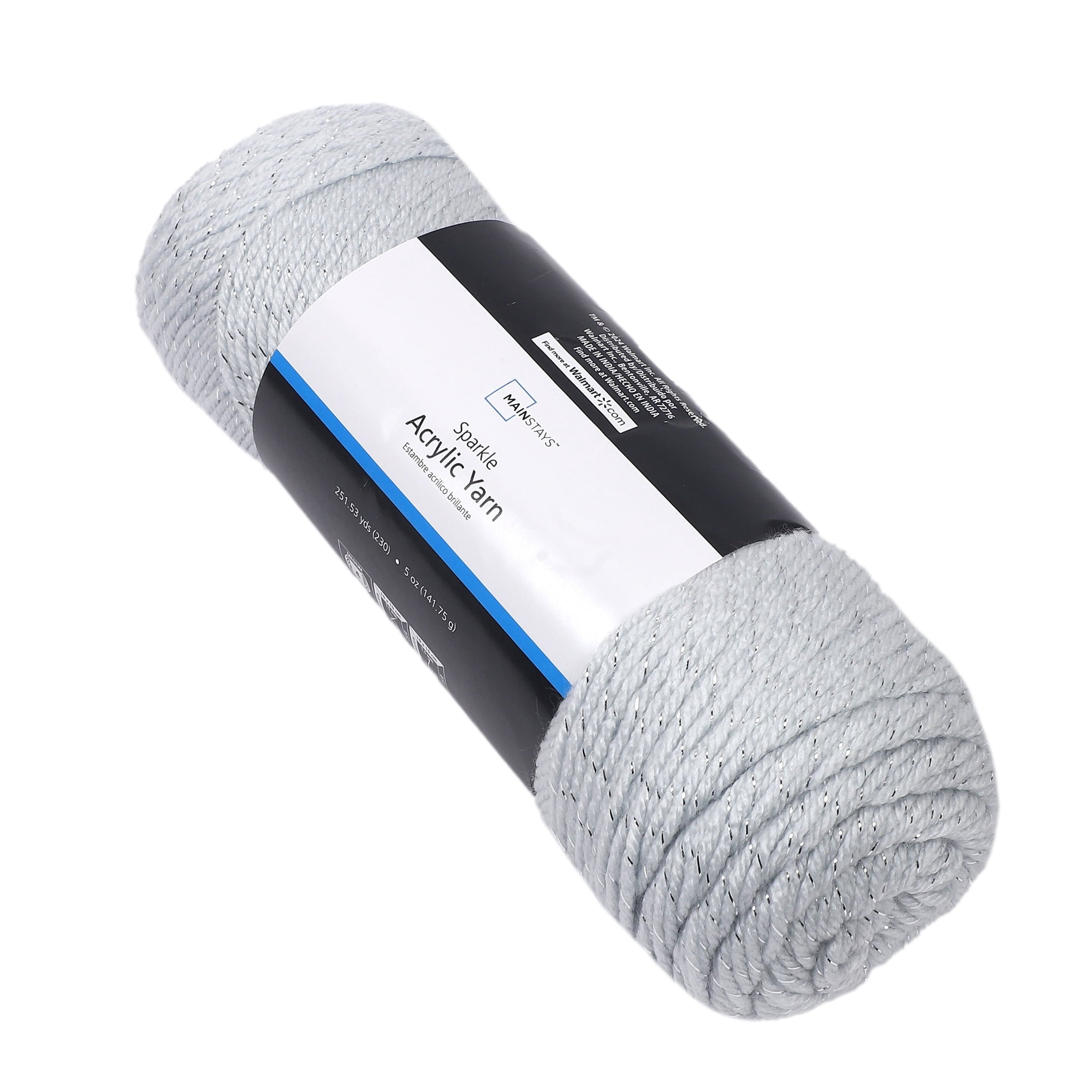 Mainstays Sparkle Acrylic Yarn, 5 oz, Platinum Silver