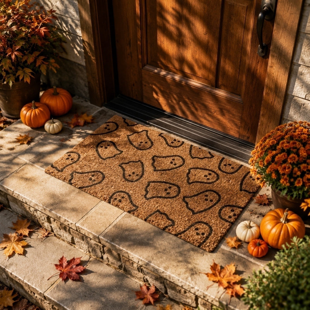 Front Door Mat Indoor Outdoor Entrance Rug, Semicircular Entrance Mat, Half Round Waterproo Non-Slip Durable Rubber Doormat for Garage, Patio, 29.5 inch