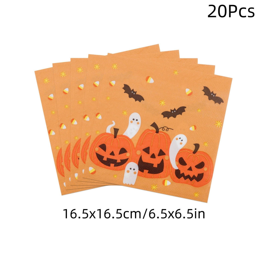 Boovnll Halloween Napkins 20 Count Cute Patterns Disposable Paper Napkins for Halloween Party Table Decor Supplies, Orange