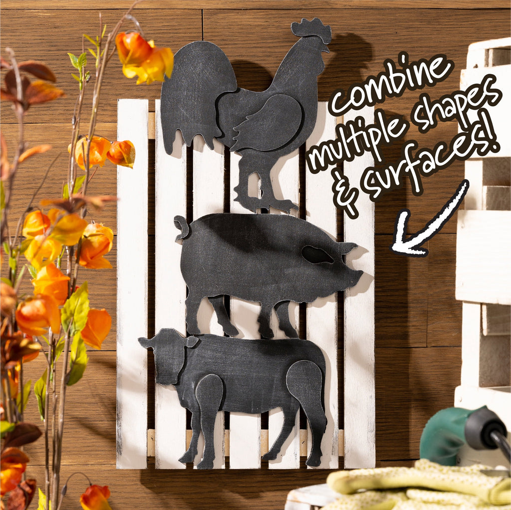 (2 pack) Plaid Surfaces Layered Wood Shape, Pig