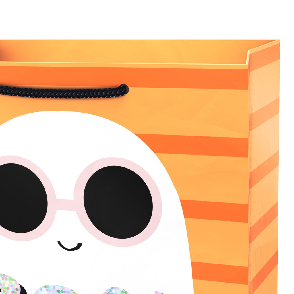 Hallmark Medium Halloween Gift Bag (Ghost on Orange Stripes), 1 Count