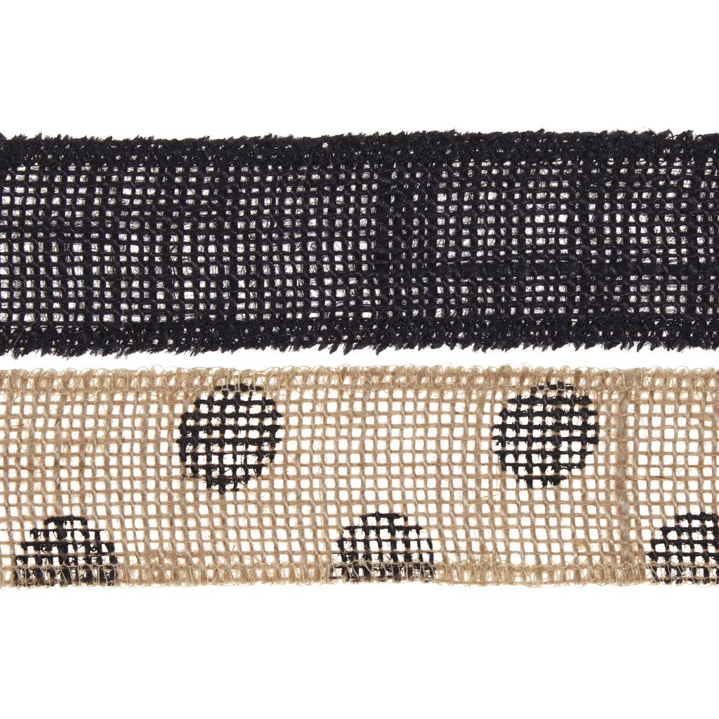 Love, Laugh, Craft Burlap Ribbon Set, 1.5"W x 3-Yds, Natural/White Stripe
