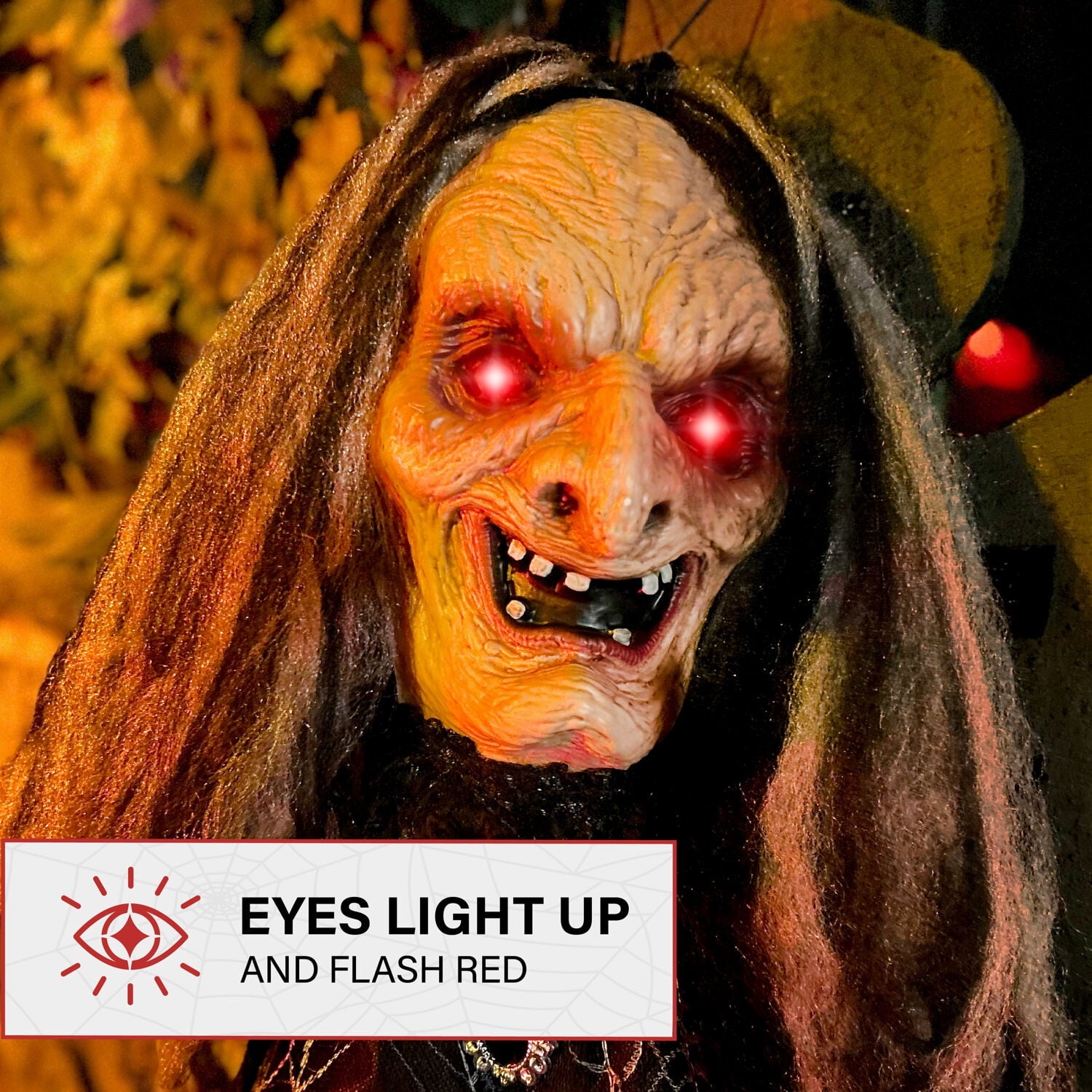 Haunted Hill Farm 5.75 ft Animatronic Witch Indoor/Covered Outdoor Halloween Decoration, HHWITCH-20FLSA