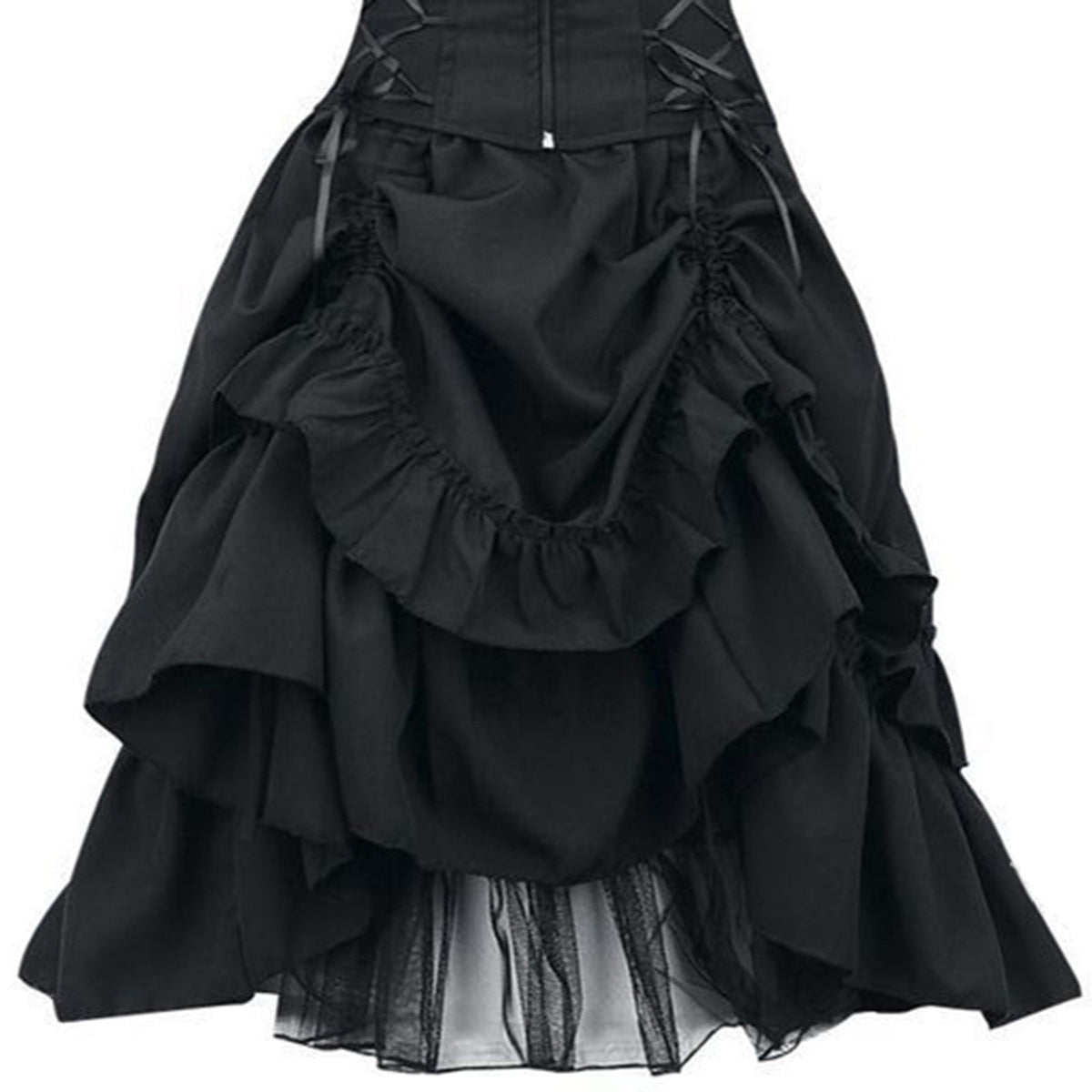 QATAINLAV Women's Gothic Steampunk Dress Renaissance Victorian Lace Up High Low Ruffled Corset Dress Halloween Pirate Costume, Green, S