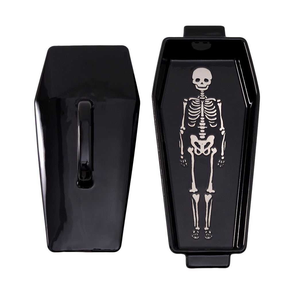 WTC Coffin Figural Stoneware Bake & Serve Dish With Lid, Ceramic Coffin Bake Pan with Cover