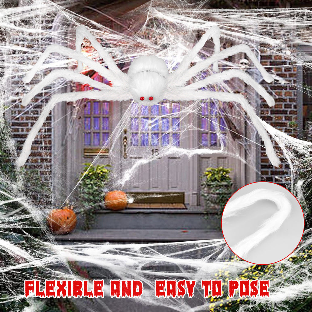 Innens 11.8ft Halloween 144 LED Purple Spider Web Lights with 35" Giant Spider Light up Cobweb Halloween Decorations for Indoor Ourdoor Garden Yard Home Patio (Black, 1Pc)