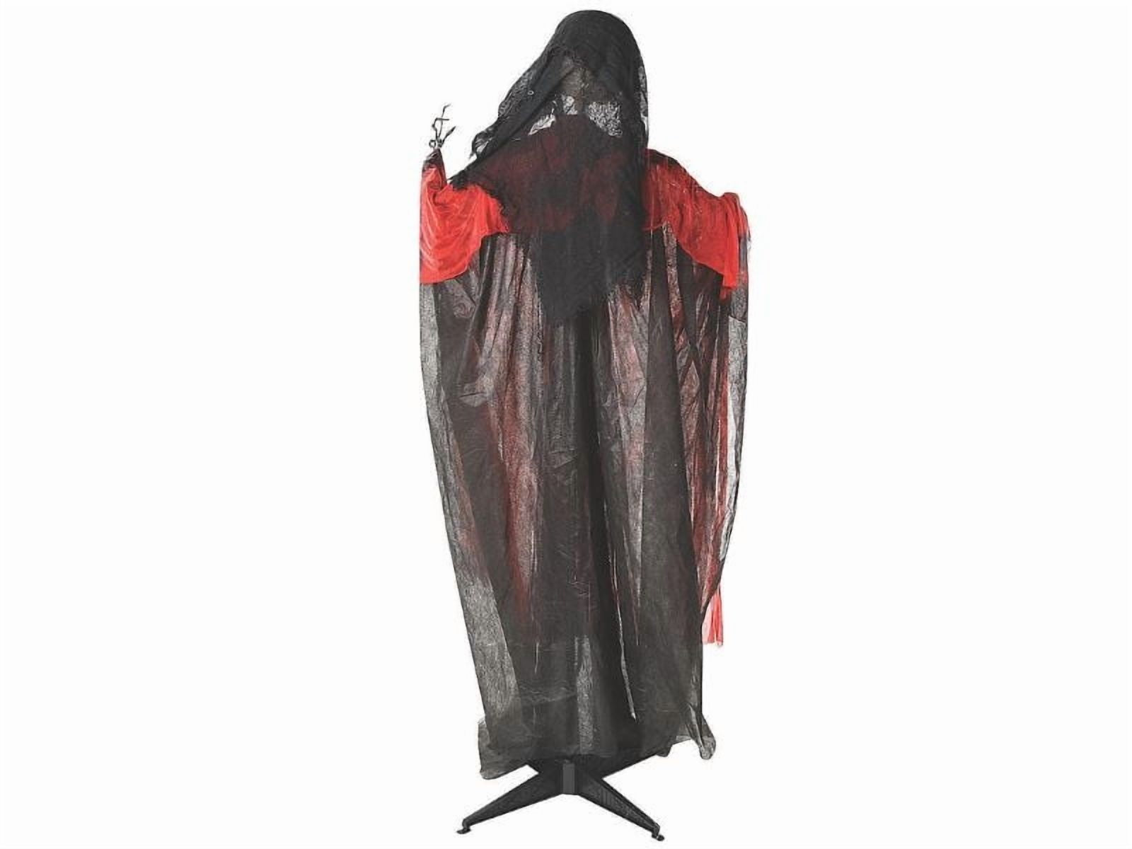 Morris Costumes - 6 Ft. Standing Animated Black & Red Skeleton Reaper Halloween Decoration - One Size