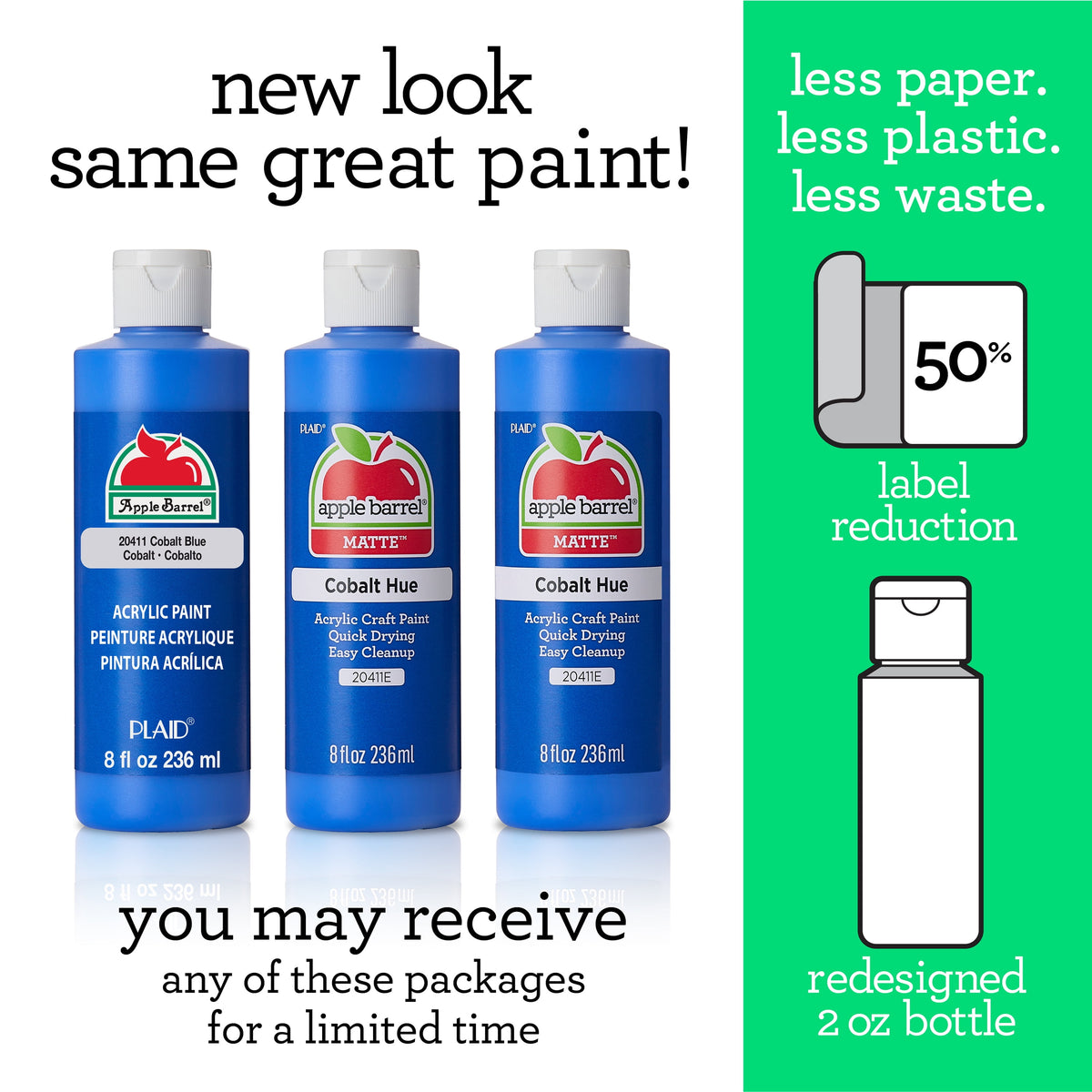 Apple Barrel Acrylic Craft Paint, Matte Finish, White, 8 fl oz