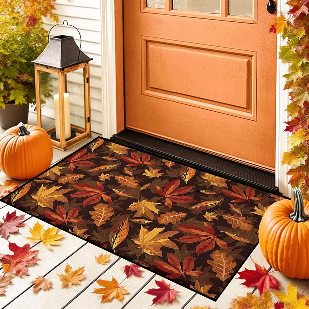AYktou Fall Bathroom Rugs, Halloween Maple Leaves Pumpkin Kitchen Mats for Floor Warm-Colored Area Rug Thanksgiving Decor Carpets, Home Fall Holiday Party Harvests Grateful Blessed Doormat