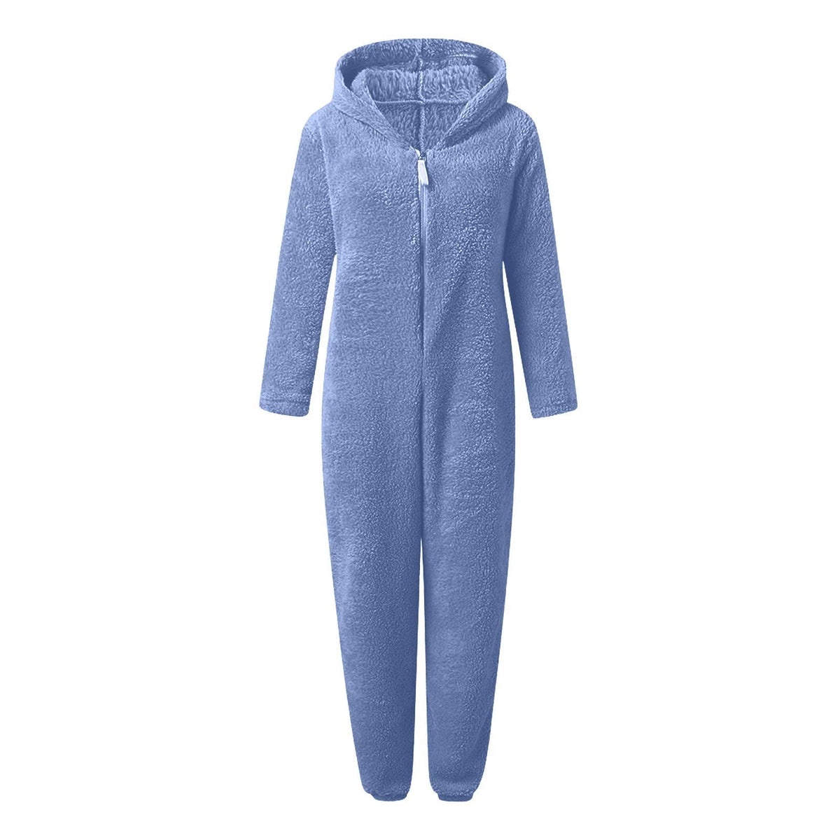 QATAINLAV Sherpa Fleece Jumpsuit for Women Winter Warm Fuzzy Onesie Pajamas Cute Cat Hooded Romper Casual Zip Up Overalls Sleepwear Black XL