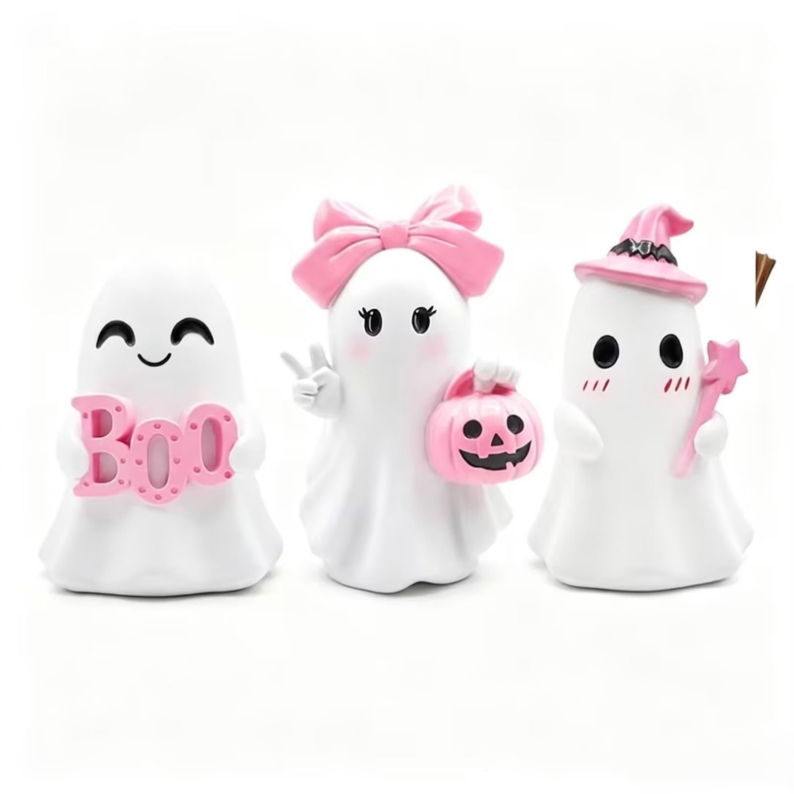 AuroraX Halloween Ghost Decor Outdoor Halloween Decoration Courtyard Tabletop Desktop Haunted Halloween Decoration for Yard Garden Pink