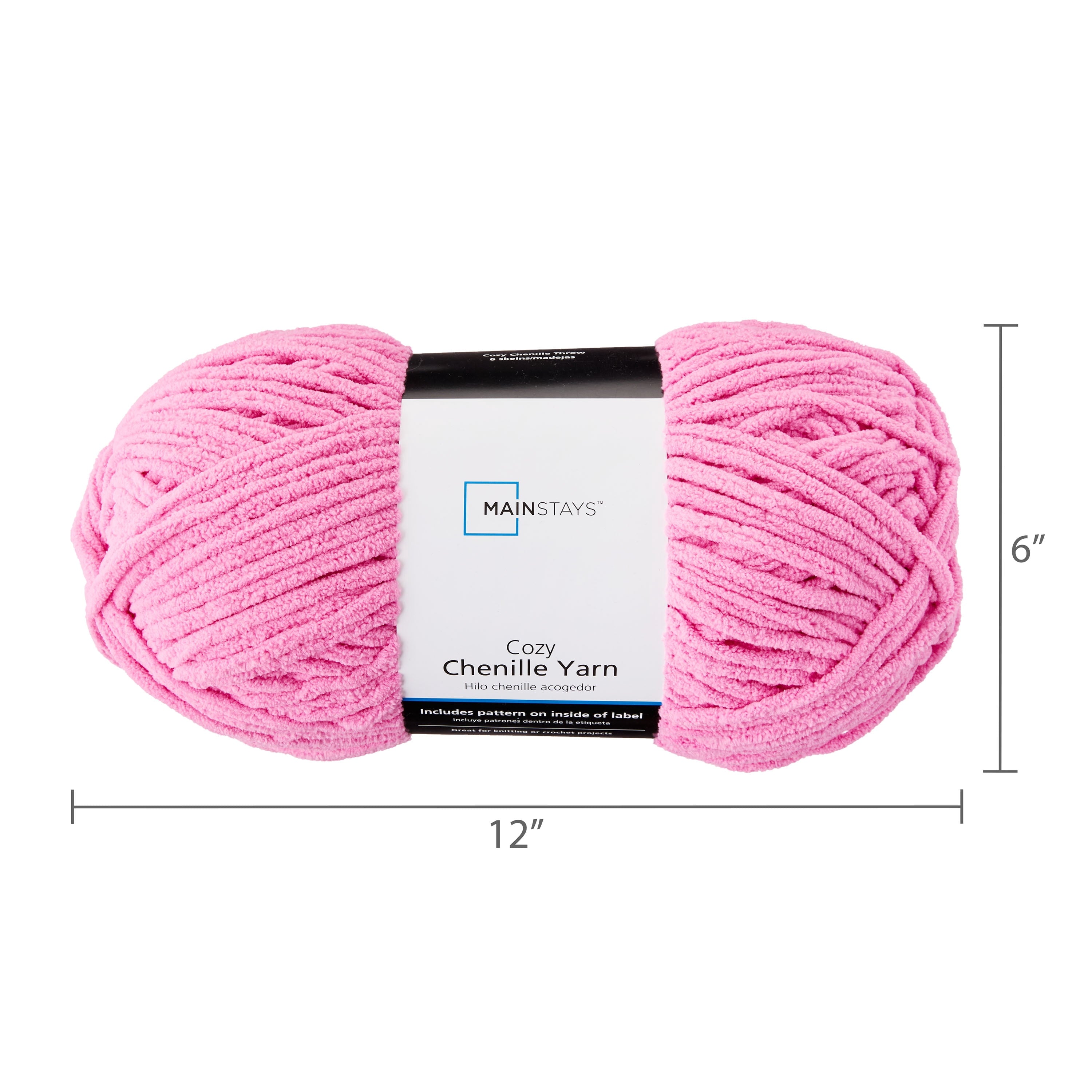 Mainstays Cozy Chenille Yarn, 220 yd, Arctic White, 100% Polyester, Bulky