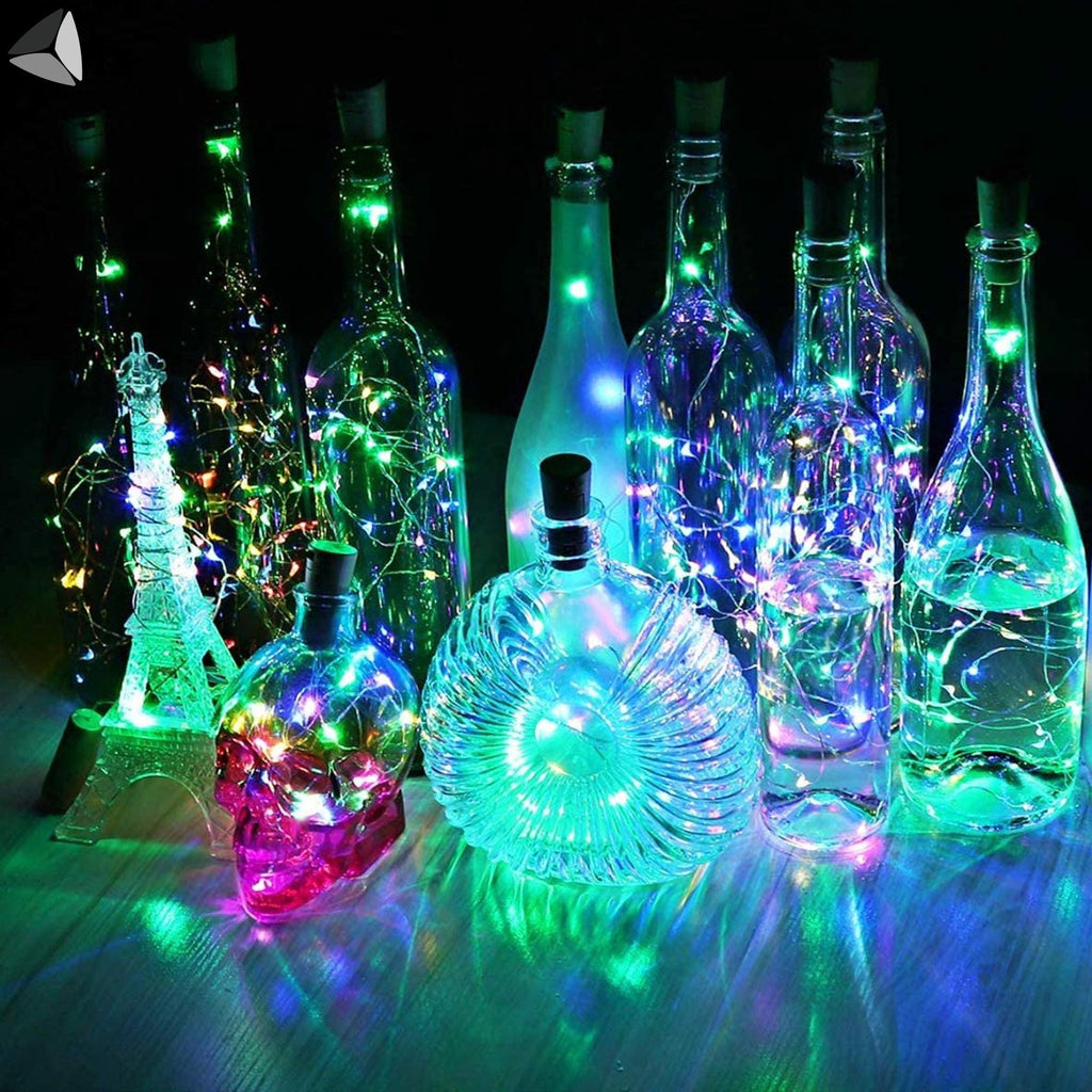 PULLIMORE Wine Bottle Lights with Cork Colorful, 15 LEDs Fairy Lights Battery Operated String Lights for Xmas Party Decor(Warm White, 2.46ft)