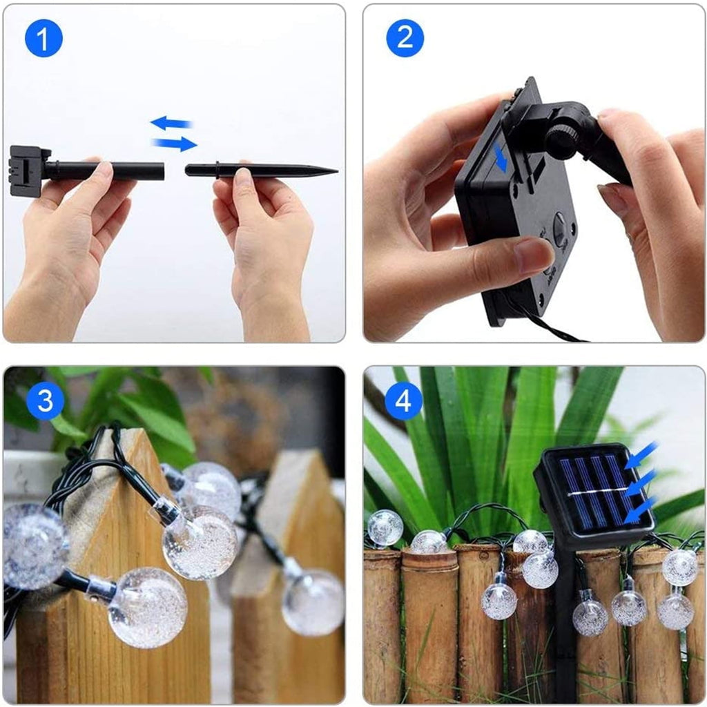 Toodour Solar String Lights Outdoor, 35.6ft 60 LED Waterproof Solar Powered Globe Patio Lights with 8 Modes for Garden Home Gazebo Yard Decorations (Warm White)
