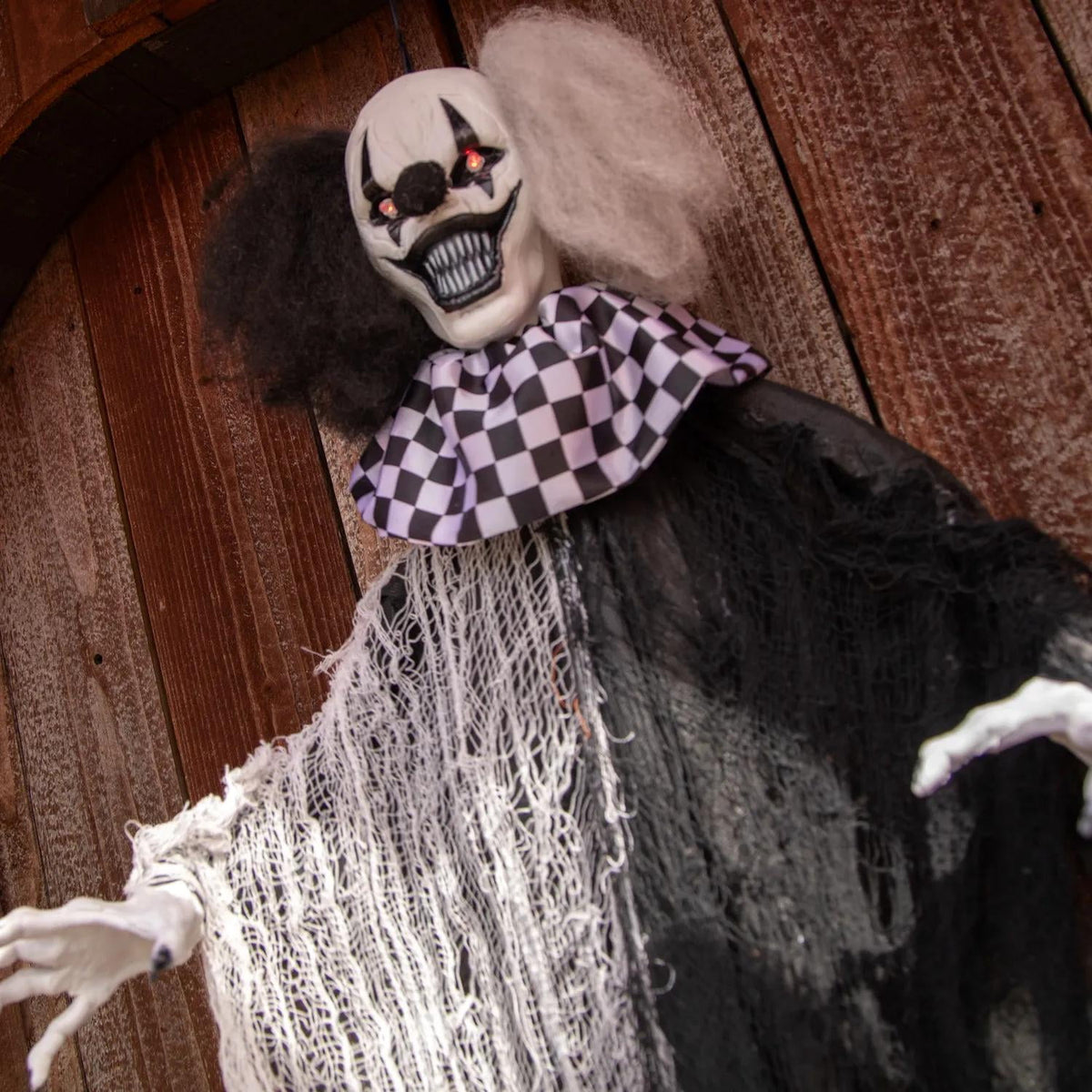 Morris Costumes 4 ft Hanging Animated Black & White Clown Decoration - Gray