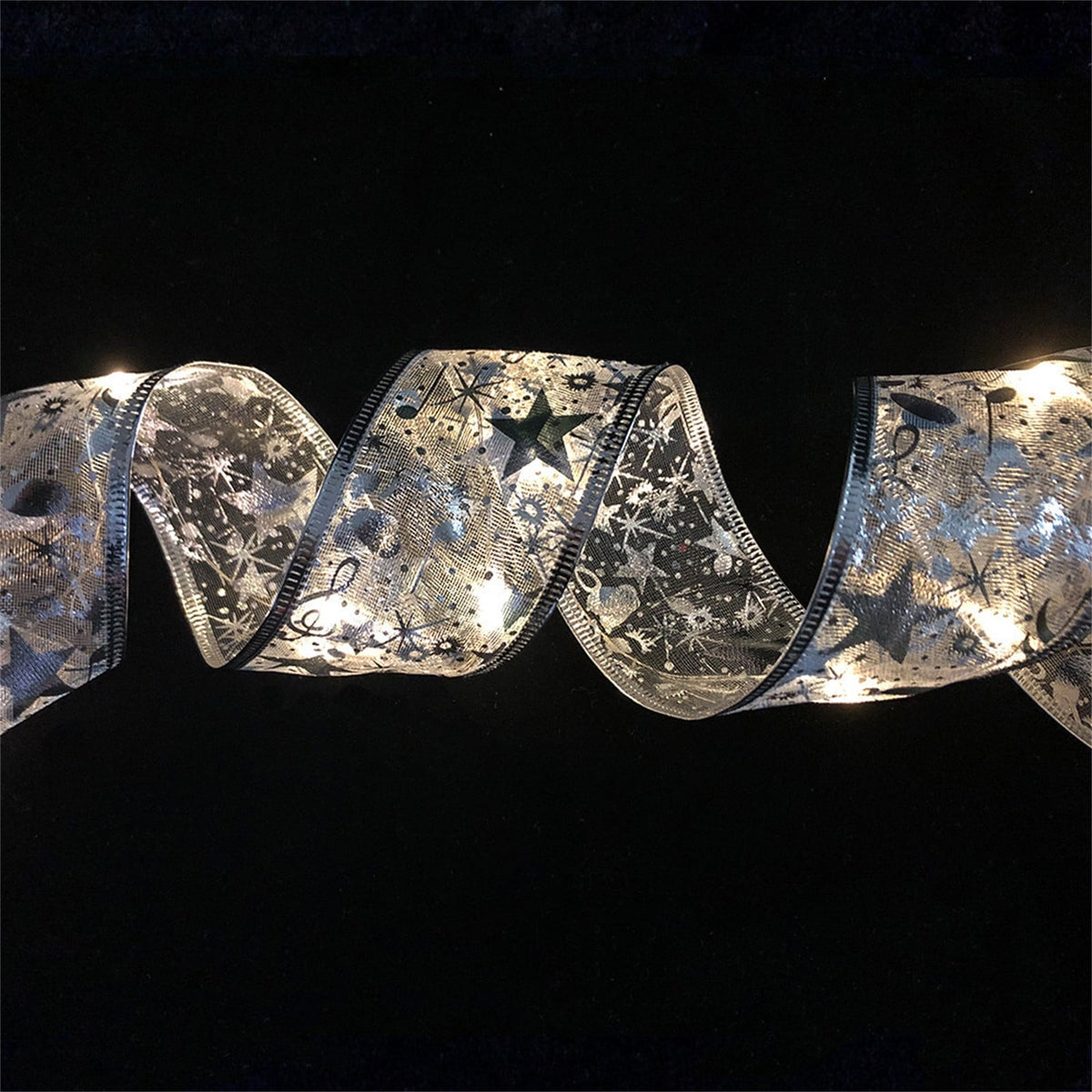 Vikakiooze Home Decor Christmas Decoration LED Ribbon Lights Christmas Tree Ornaments DIY Lace Bow String Lights Decoration