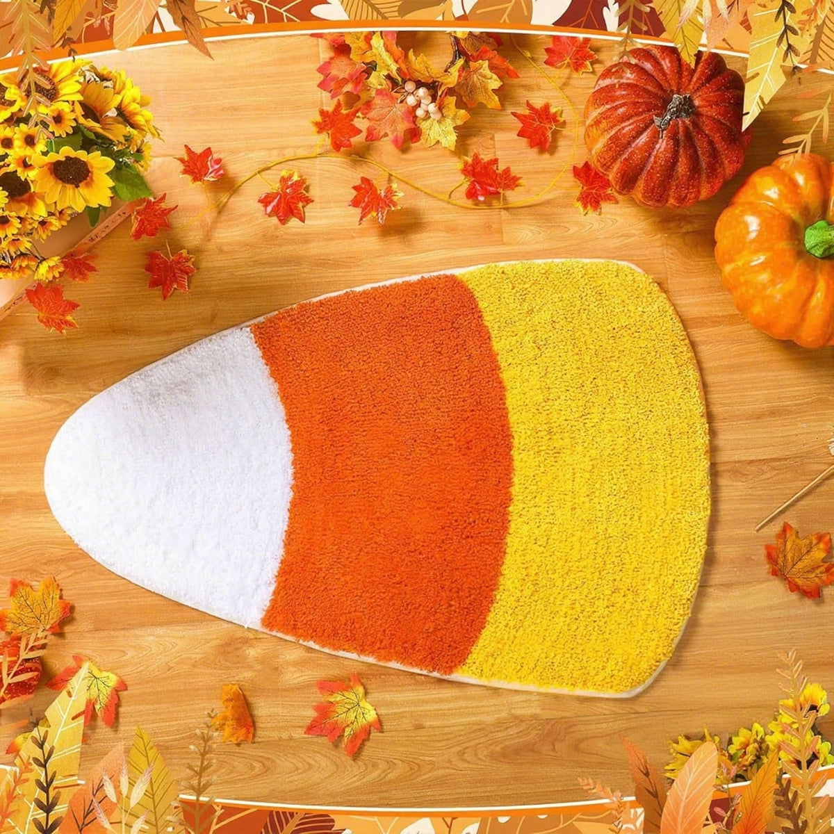 SHENGXINY Halloween Front Door Mat for Home Entrance Washable Floor Mat Flannel Like Fall Thanksgiving Oval Door Mat Non Slip Entryway Rug