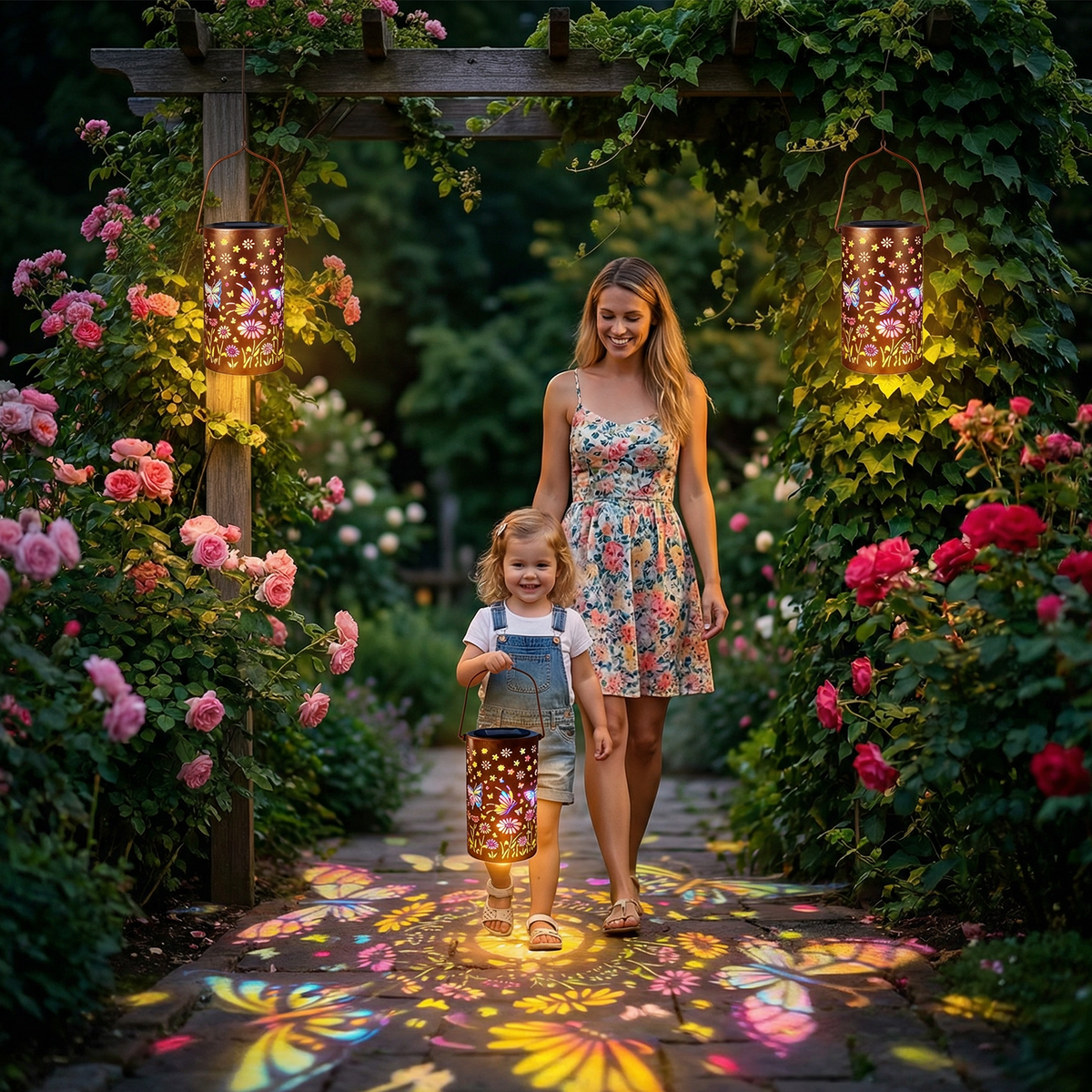 Colorful Solar Lanterns IP65 Outdoor Waterproof, Mother's Day Gifts for Women Mom Grandma - LED Colorful Sunflower Solar Lights Metal Hanging Lantern for Patio Yard Porch
